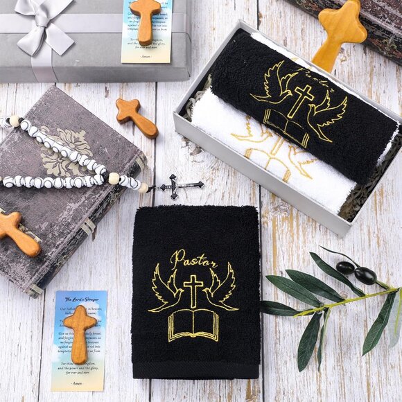 Pastor Hand Towels Cotton 13.8 Inch 4 Pack Cross Dove Gift Church Clergy - Picture 5 of 6